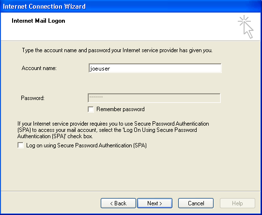 Outlook 2000 IMAP mail screenshot