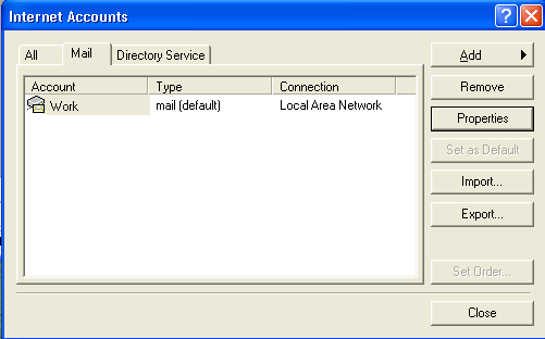 Outlook 2000 POP mail screenshot