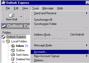 Outlook Express IMAP mail screenshot