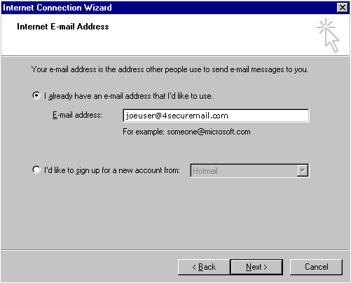 Outlook Express IMAP mail screenshot